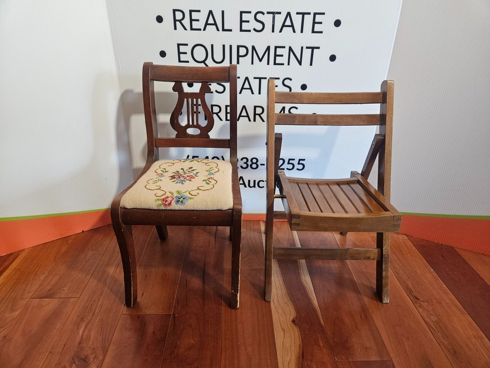 Wooden Children's Chairs - Measures 21.5"×11.5"×12" and 20.5"×12.75"×12"