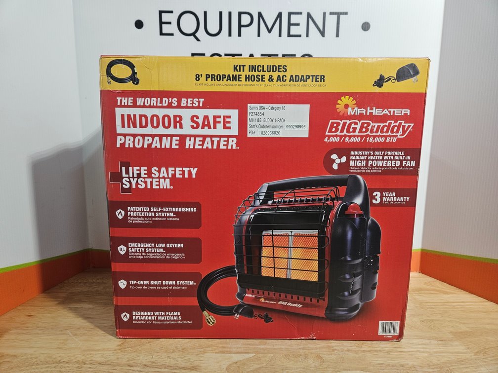 Mr. Heater Big Buddy 18,000 BTU Heater Kit W/8' Propane Hose and AC Adapter (New In The Box Sealed)