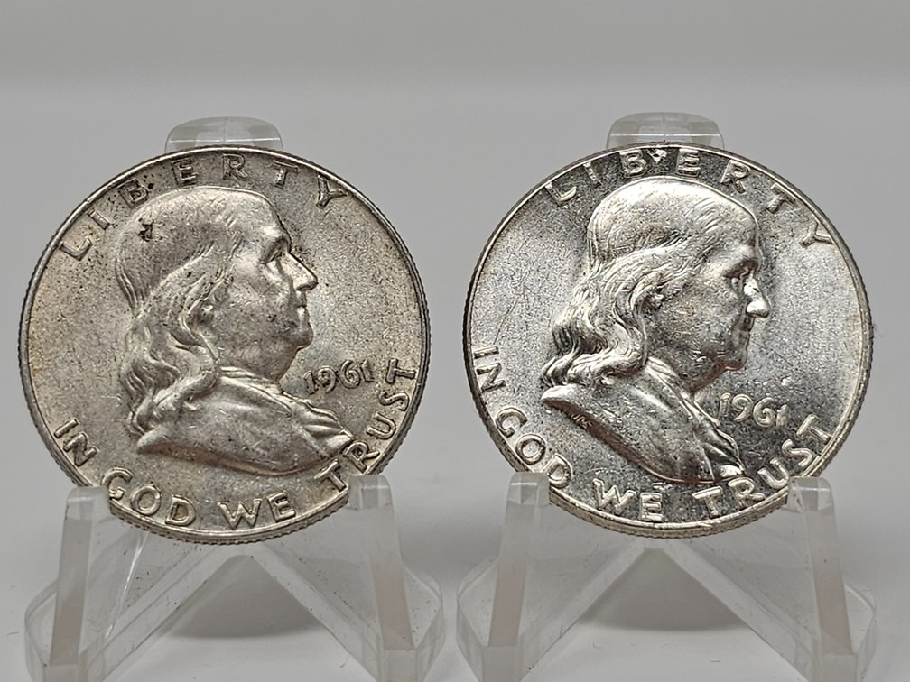 1961 and 1961-D Silver Franklin Half Dollars (2 Included)