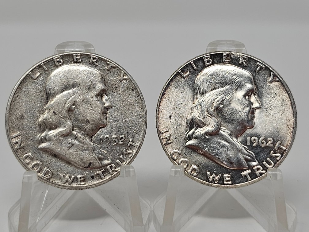 1952 and 1962 Silver Franklin Half Dollars (2 Included)