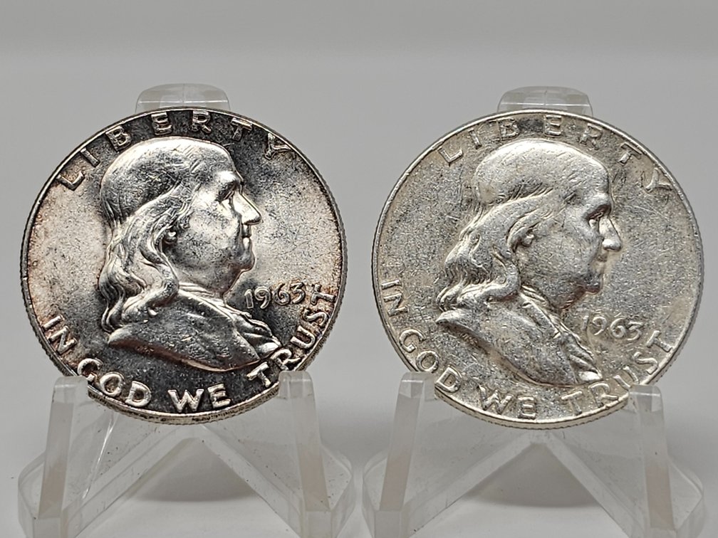 1963 and 1963-D Silver Franklin Half Dollars (2 Included)
