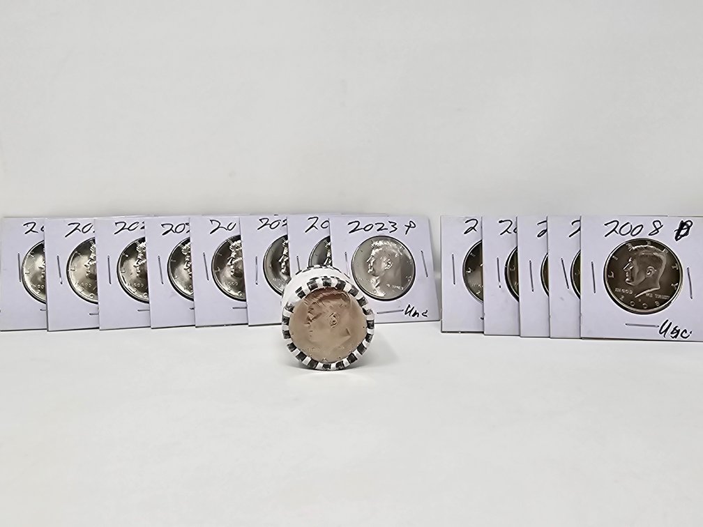 2023 and 20008 Uncirculated Kennedy Half Dollars - $16.50 Face Value 