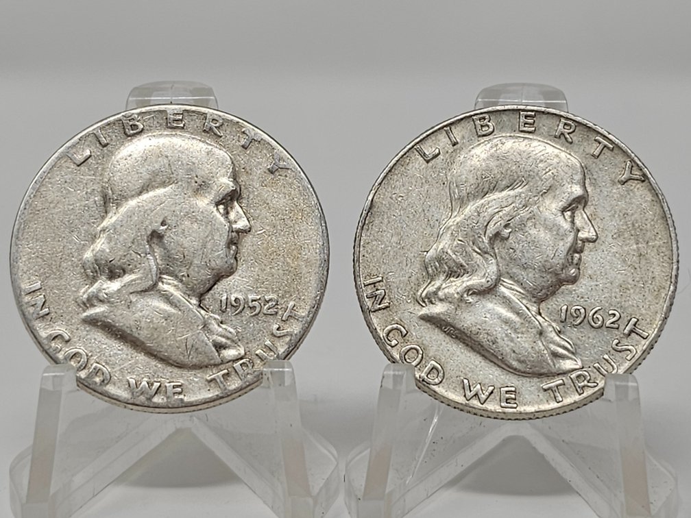 1952 and 1962-D Silver Franklin Half Dollars (2 Included)