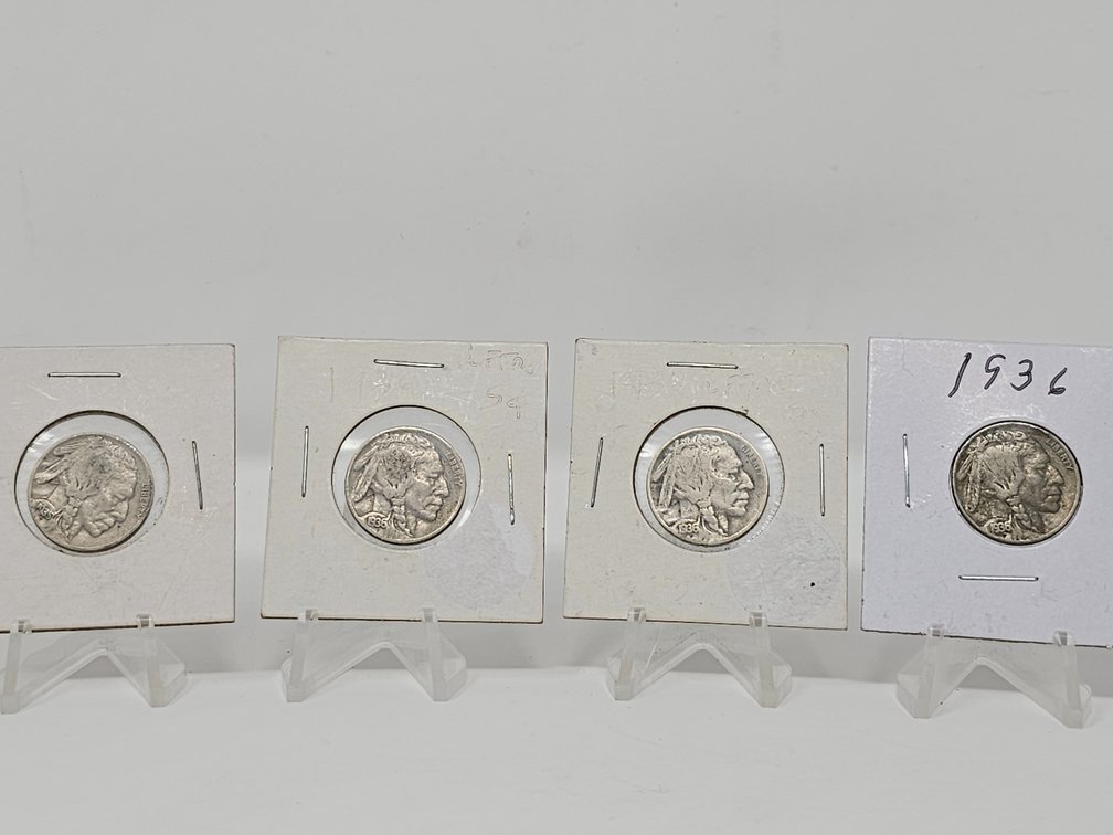 1935-S Buffalo Nickel and (3) 1936 Buffalo Nickels - (4 Included)