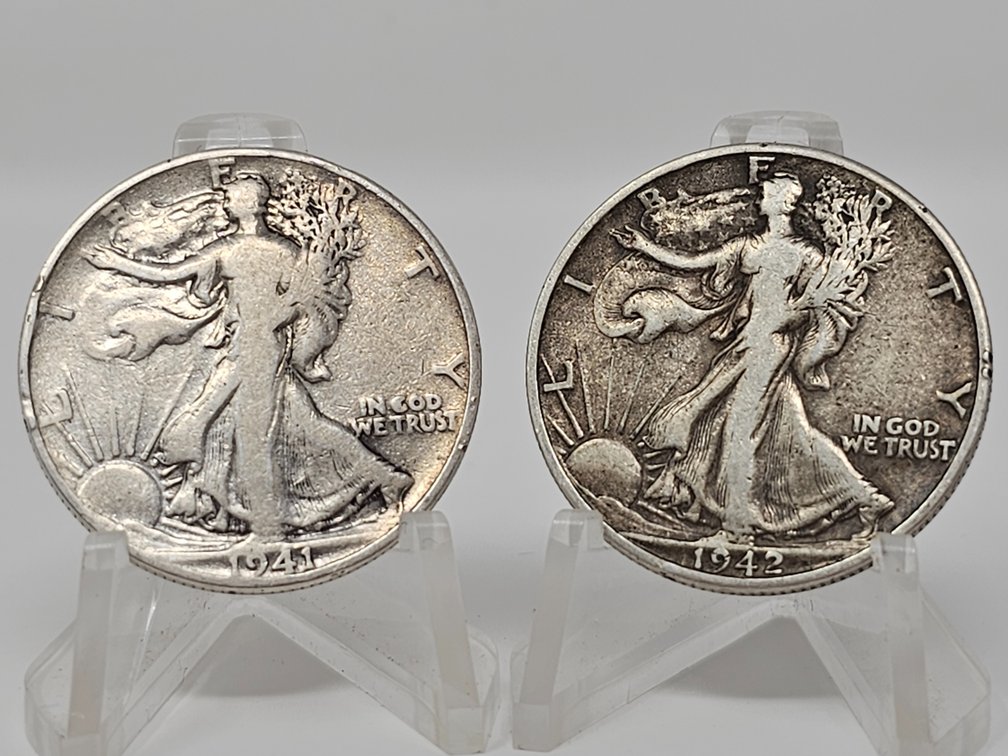 1941 and 1942-D Walking Liberty Silver Half Dollars (2 Included)