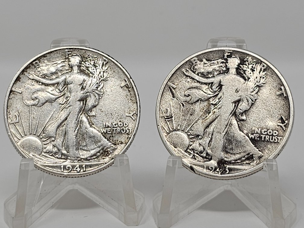 1941-D and 1943 Walking Liberty Silver Half Dollars (2 Included)