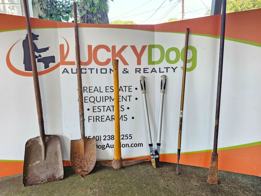 Yard Tools - Digging Bar - Square and Round Shovel - Pick Axe - Pruners - Weed Digger - 6 Pieces Included 