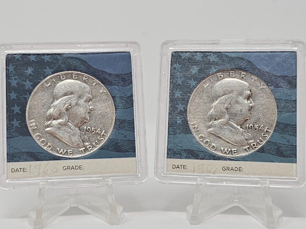 (2) 1954-D Franklin Silver Half Dollars - 2 Included 
