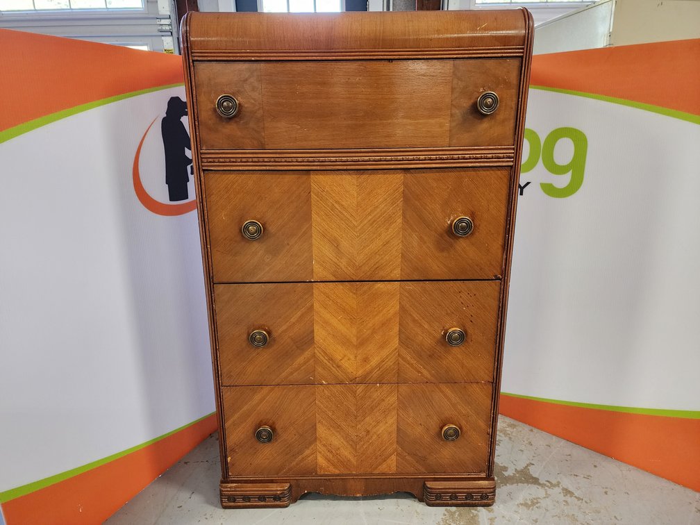 Waterfall Style 4 Drawer Dresser Measures 50" Tall x 30" Wide x 17.5" Deep