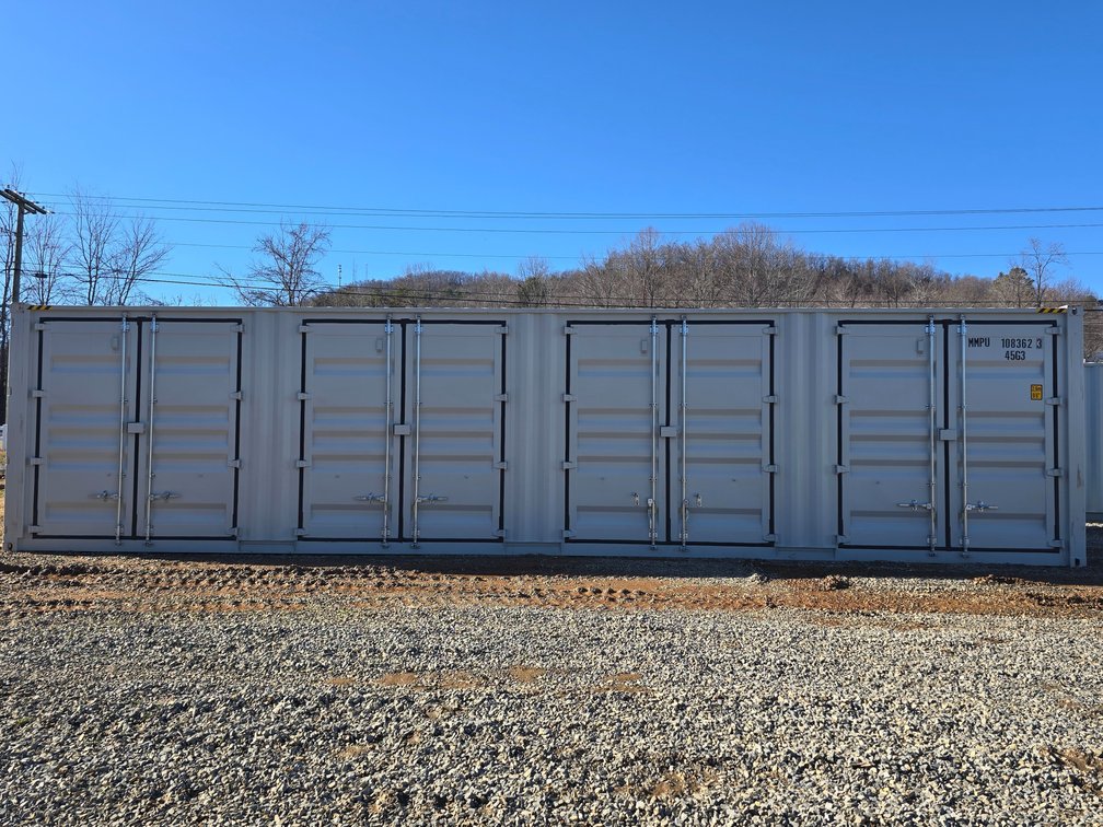 40' High Cube (9' 6" Tall) Cargo Container w/ 4 Sets of Double Side Doors