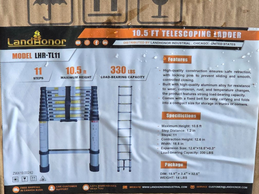 Unused Landhonor 10.5' Telescopic Ladder