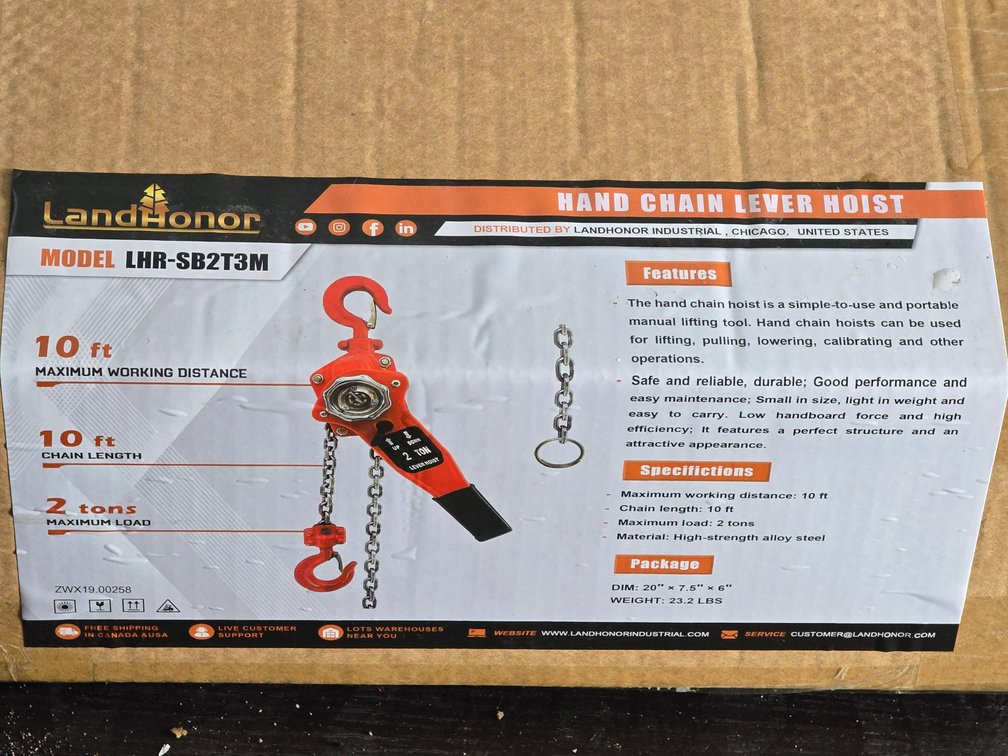 Unused Landhonor Hand Chain Lever Hoist