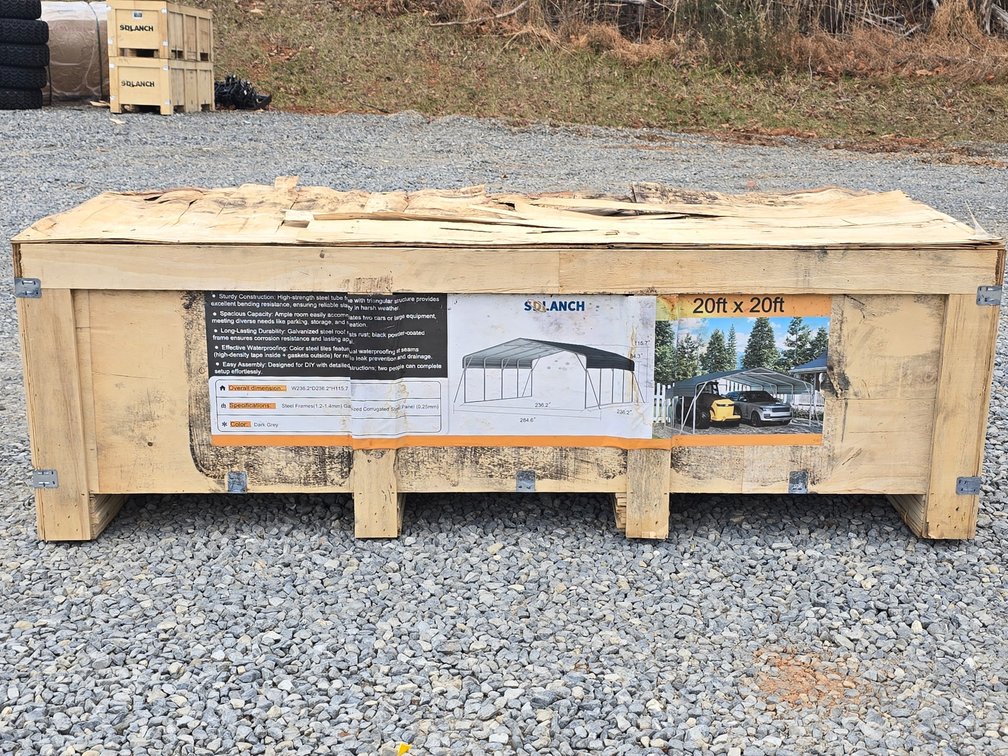 Unused SDLanch 20' x 20' Carport - Dark Grey