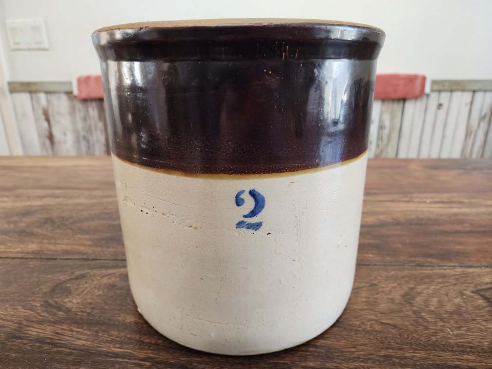 2 Gallon Stoneware Crock - Measures 9.5" Tall