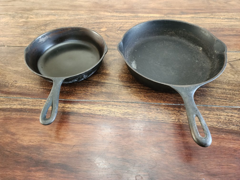(2) Cast Iron Frying Pans - Measures 10" and 8"
