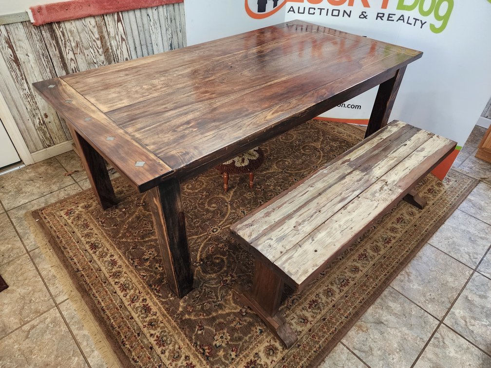 Farm-Style Dining Table - Measures 30" Tall x 72" Wide X 38" Deep - w/ (1) Matching Bench - Measures 18" Tall x 51" Wide