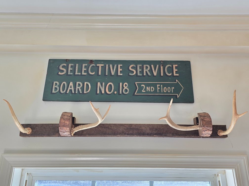 Selective Service Sign and Deer Antlers - 35"