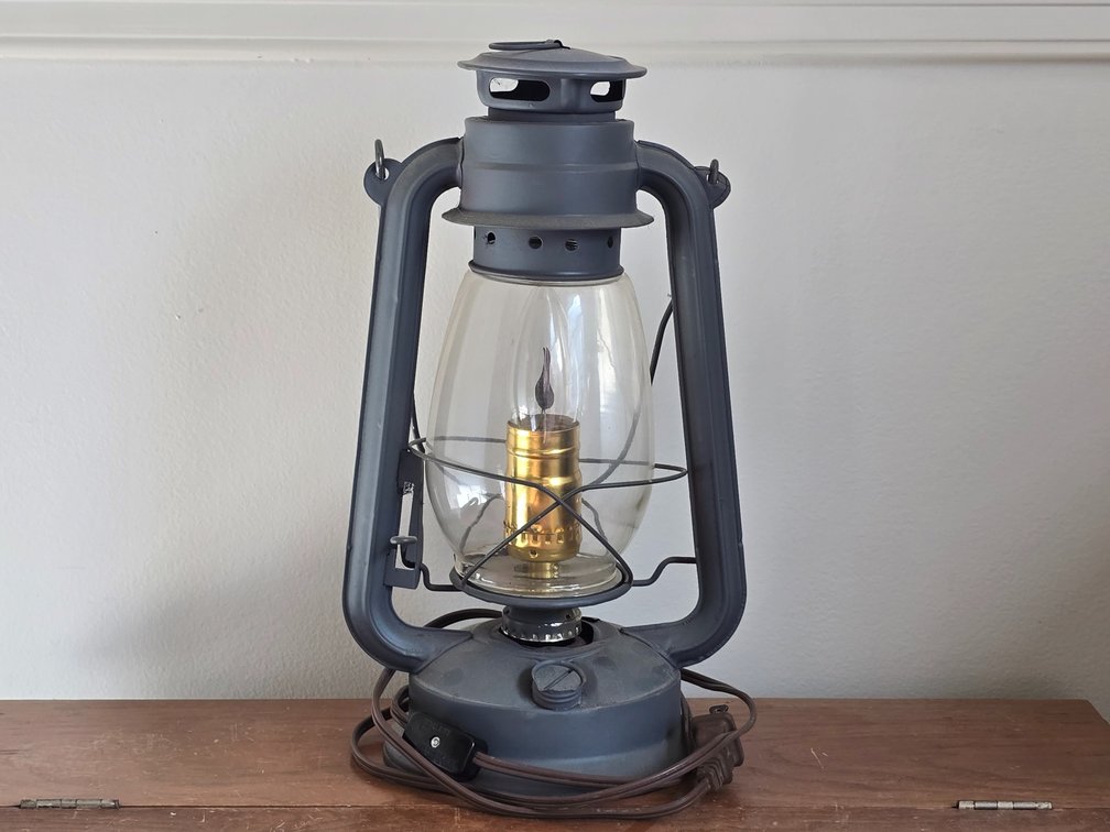 Railroad Lantern Converted to Electric Lamp - 14" T