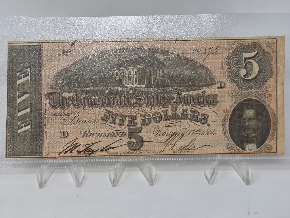 1864 - $5 Confederate Note