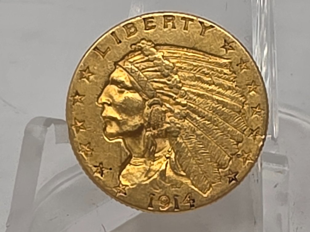 1914 $2.5 Dollar Indian Head Gold Quarter Eagle