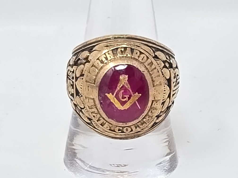 10-KT Gold Class Ring - Engraved Milton Sam Katsifos Martinsville Virginia Inside - Size 10.75 - 21 Grams Total Weight