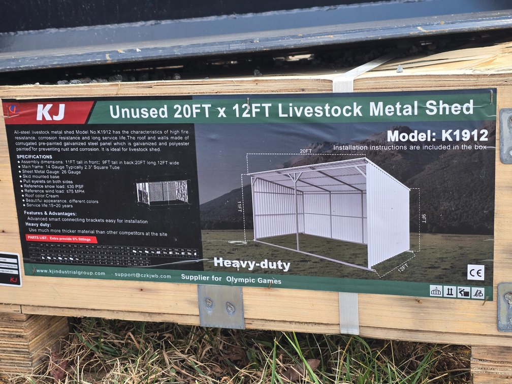 Unused 12' x 20' Metal Livestock Shed