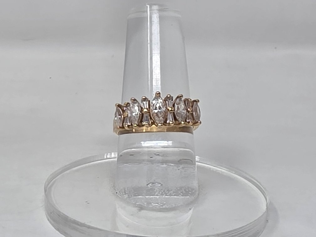 14-KT Gold Marquise and Baguette Cubic Zirconia Ring - Size 7 - 3.5 Grams Total Weight