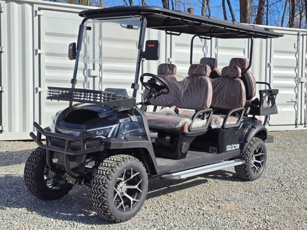 Unused SDLGC100 6 Seater Electric Golf Cart  - AM/FM Radio  - Backup Camera  - Digital Cluster  - Front Cargo Basket  - Charger Included  - Headlights/Taillights/Turn Signals  - Running Boards/Fender Flares   