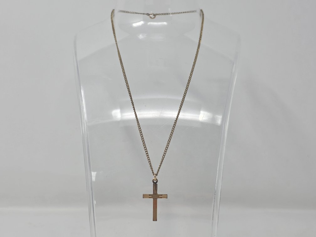 16" Chain w/ Cross - Gold-Filled - Marked on Cross and Chain - Measures 27MM x 15MM - 4.4 Grams Total Weight