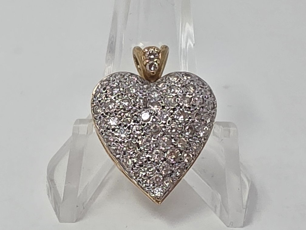 14-KT LeVain Diamond Pendant - Measures 24MM x 18MM - Round Full Cut Diamonds - 0.1 to 0.2 Carats Each (59 Total) 1.06 +/- Carats Total - SI-1 to SI-2 - Color: H-I