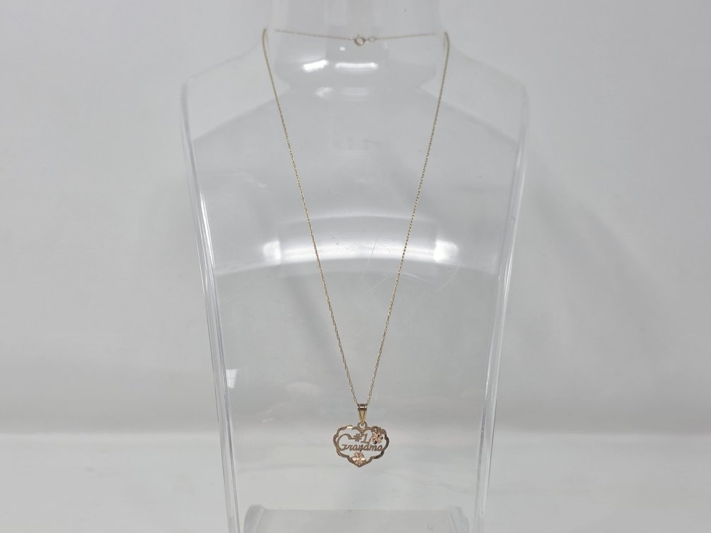 14-KT #1 Grandma Pendant (16.5MM) w/ 14-KT 16" x .60MM Twist Necklace - 1.2 Grams Total Weight