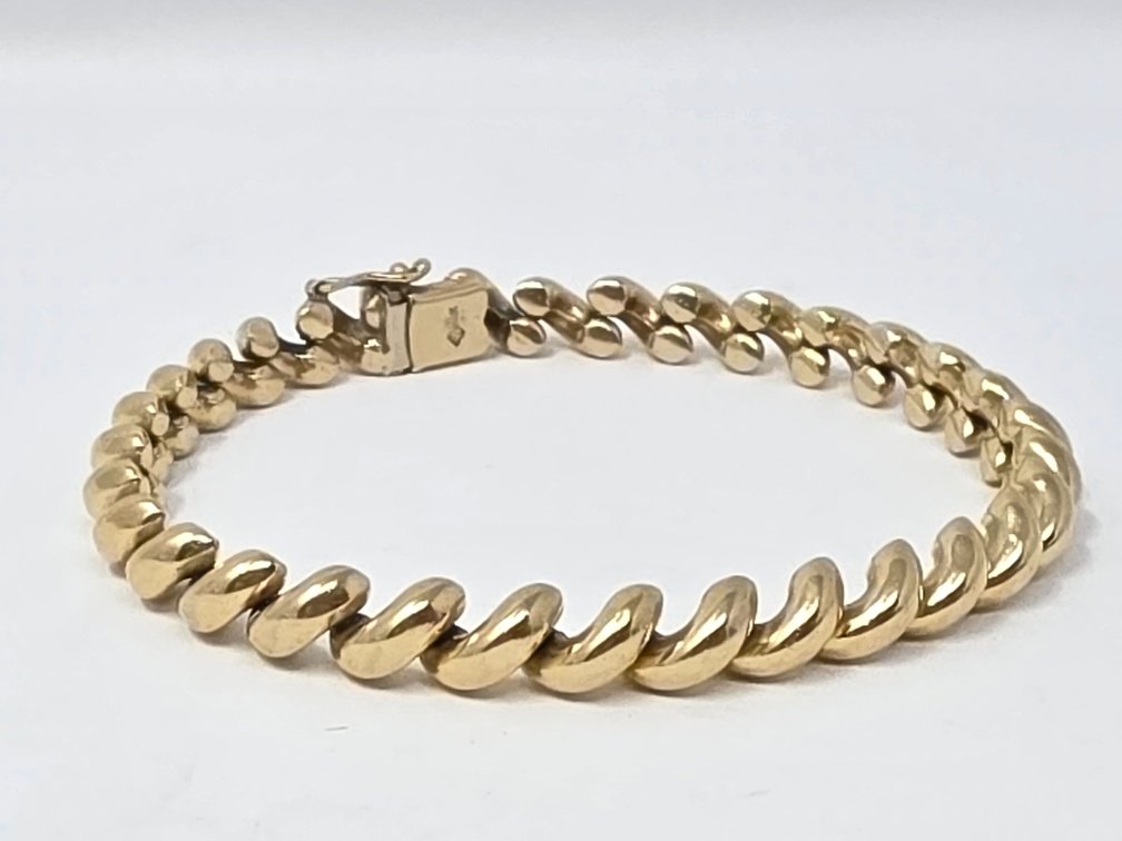 14-KT Gold San Marco Style Bracelet - Measures 8.25" Long x 7.05MM Wide - 15.08 Grams Total Weight
