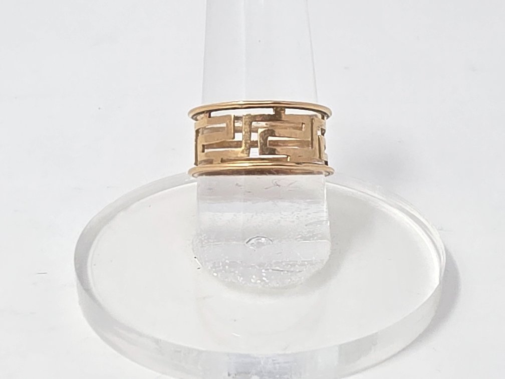 14-KT Gold Greek Key Band Ring - Size 7.25 - 3.1 Grams Total Weight