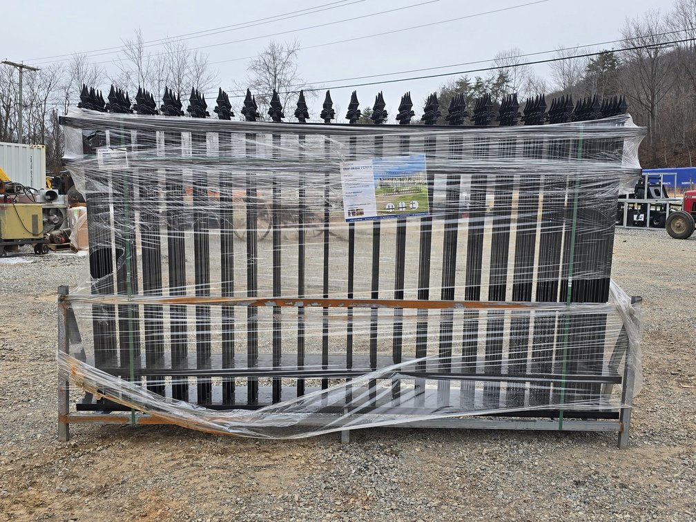 Unused IRIF Iron Fence - Qty of 8 Panels - Panels are 111" Long x 96" Tall
