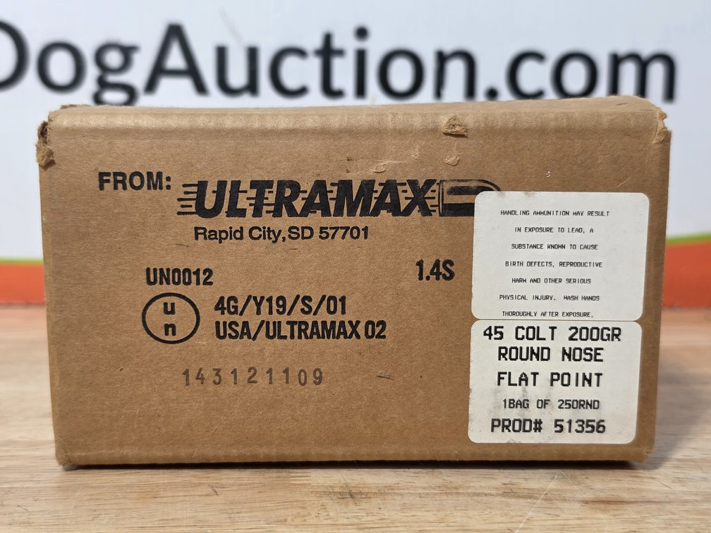 Ultramax .45 Colt 200 Gr Round Nose Flat Point (1) Box of 250 Rounds