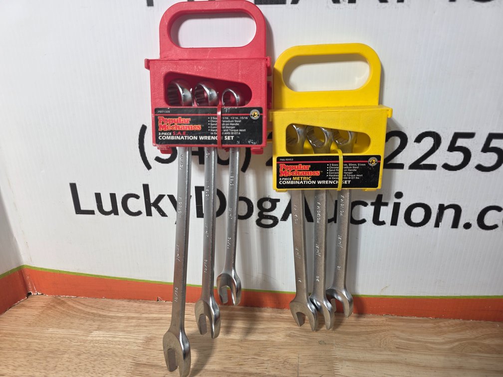 Popular Mechanics 3- Piece Metric and 3-Piece SAE Combination Wrench Sets
