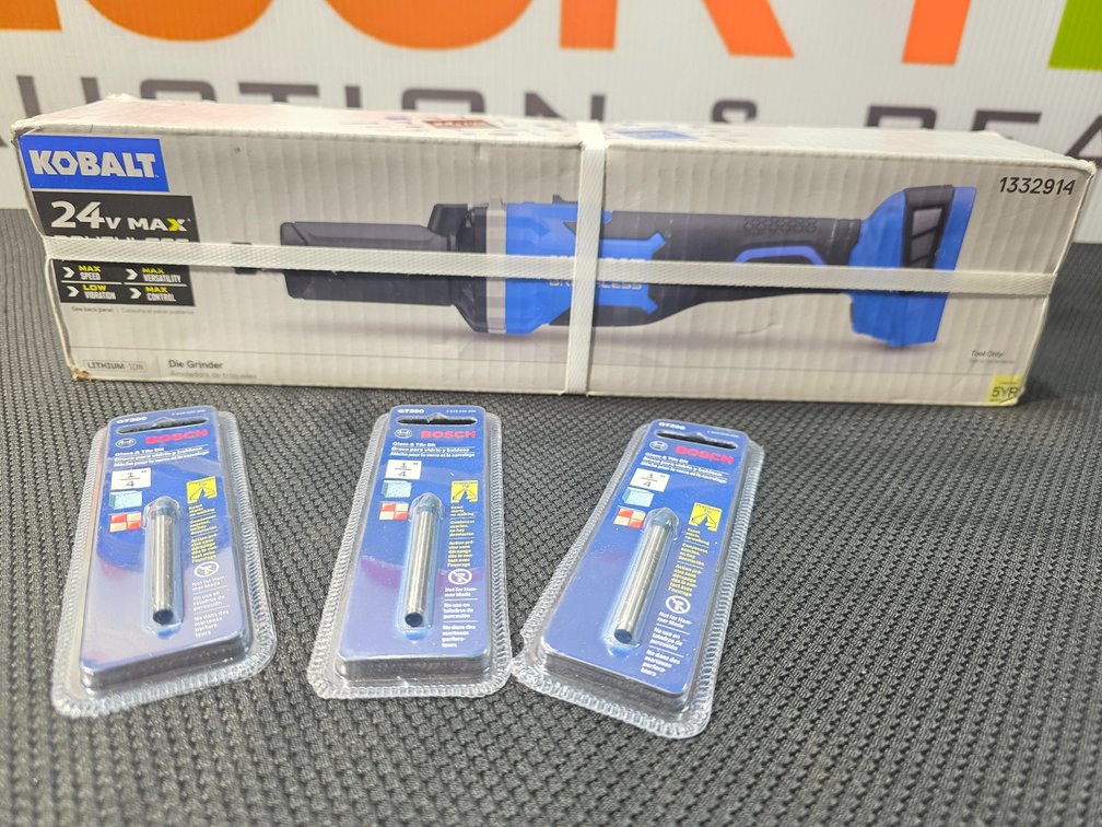 Kobalt Die Grinder - (3) Bosh 1/4" Glass & Tile Bits