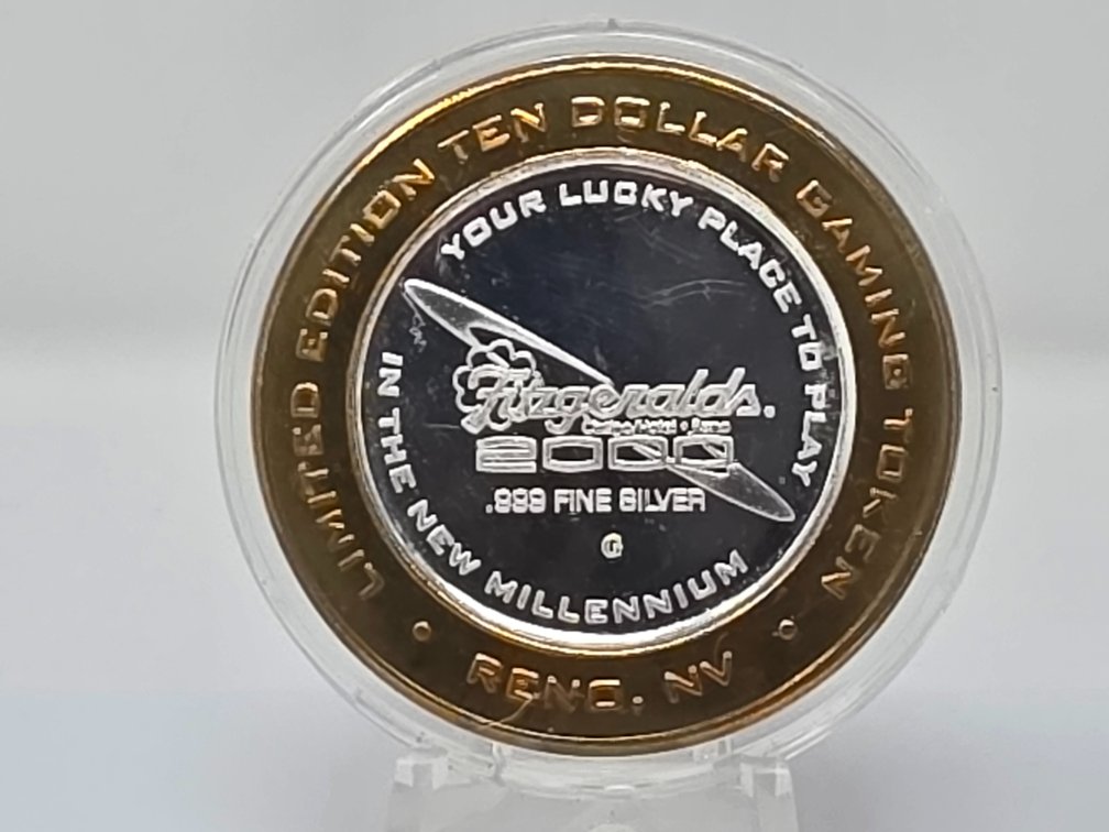 Fitzgerald $10 Dollar Gaming Token - Marked .999 Silver w/ Capsule