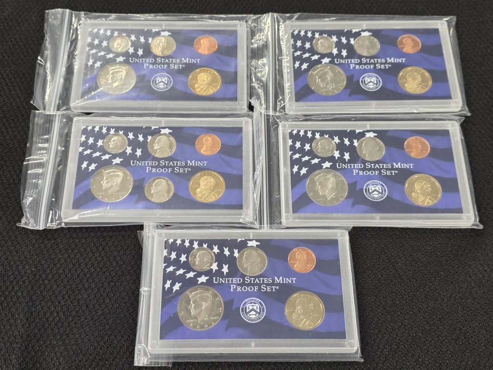 (5) United States Proof Sets - Assorted Dates/Mints - 5 Sets Included