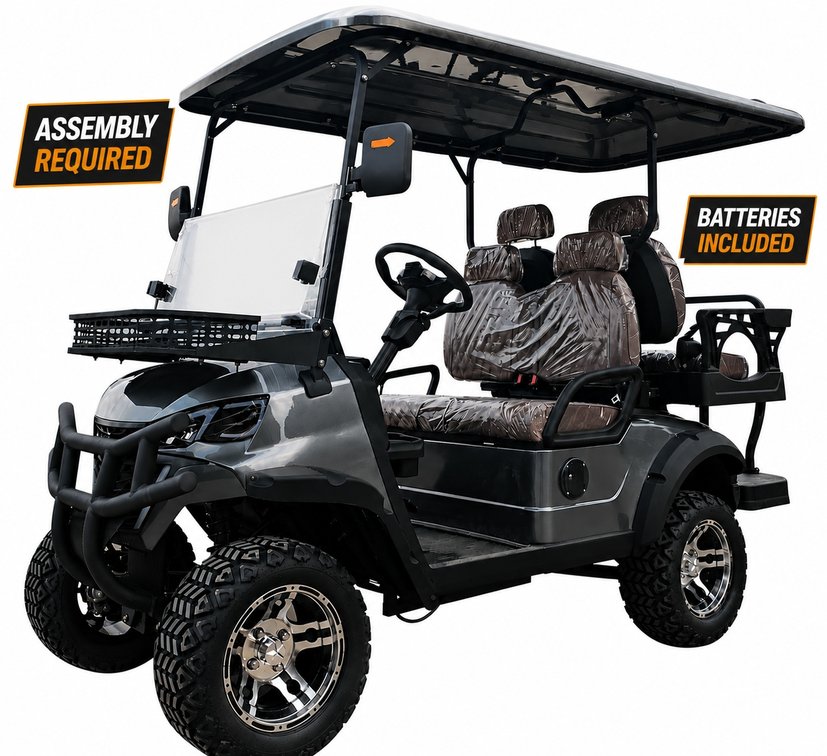 Unused SDLanch SDLGC80 4 Seater Golf Cart (Grey) - Needs Assembly