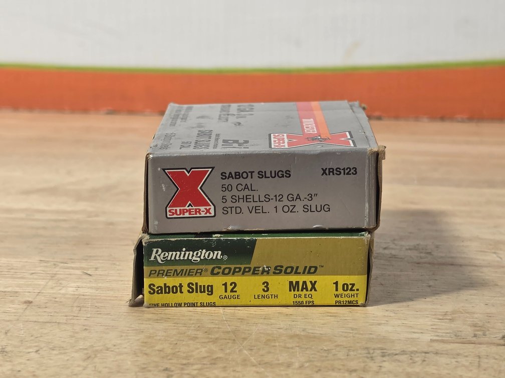 Winchester Super X 12 Gauge 3" 1 Oz. Slugs (1) Box of 5 - Remington Premier Copper Solid 12 Gauge 3" 1Oz. Sabot Slugs (1) Box of 5