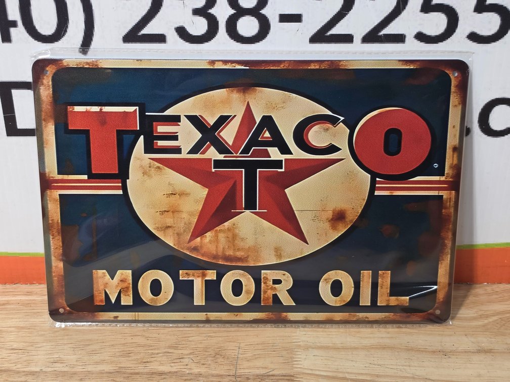 Texaco Motor Oil Metal Sign Measures 12" x 8"
