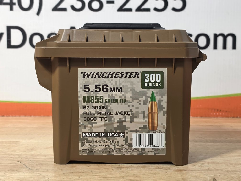 Winchester 5.56mm M855 Green Tip 62Gr FMJ (1) Box of 300