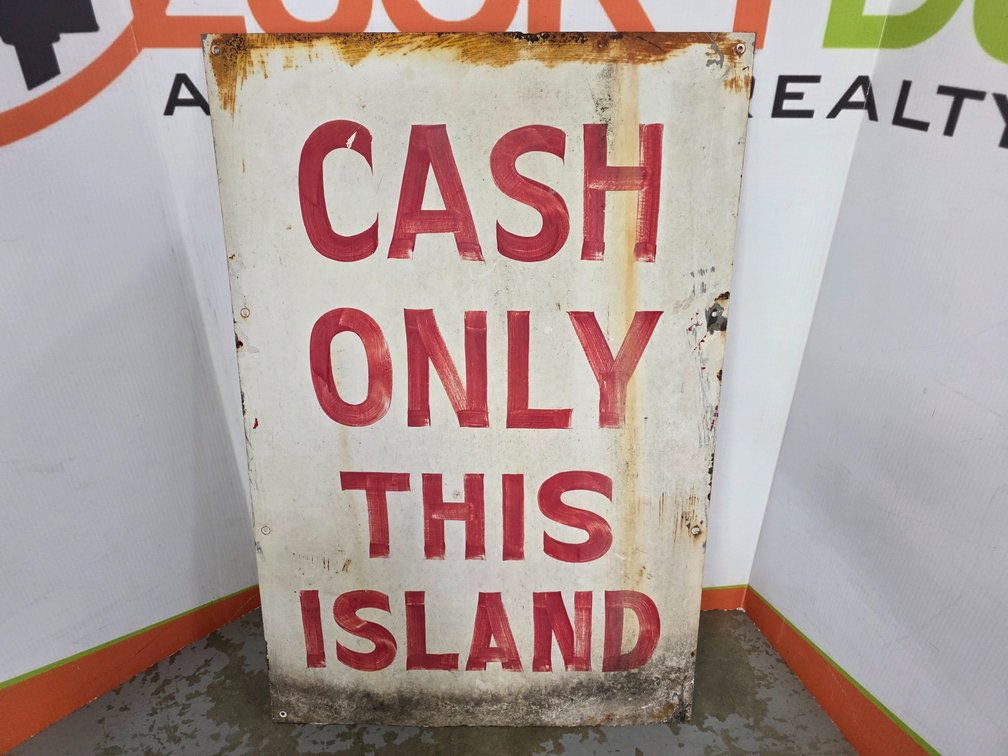 Vintage Double-Sided Metal Sign - Measures 36" Tall x 24" Wide