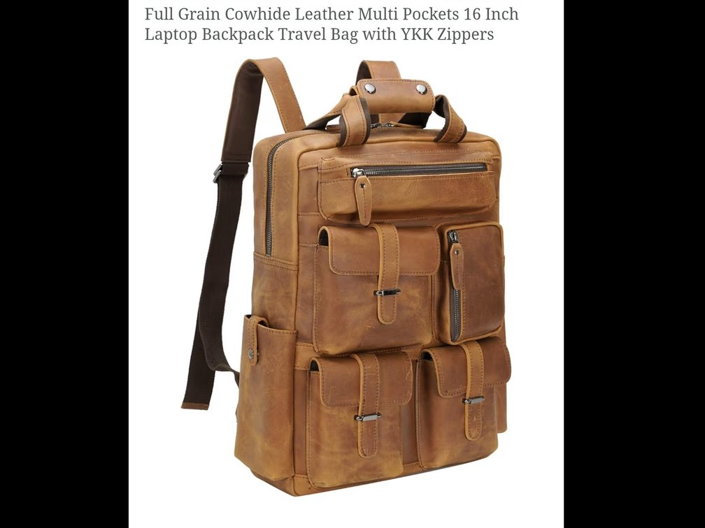 Cowhide Leather Travel Backpack