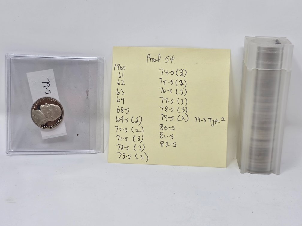 Jefferson Nickel Uncirculated Proof Roll - Assorted Dates/Mints - Please See List Pictured