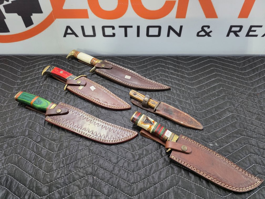 (5) Knives w/ Leather Sheaths