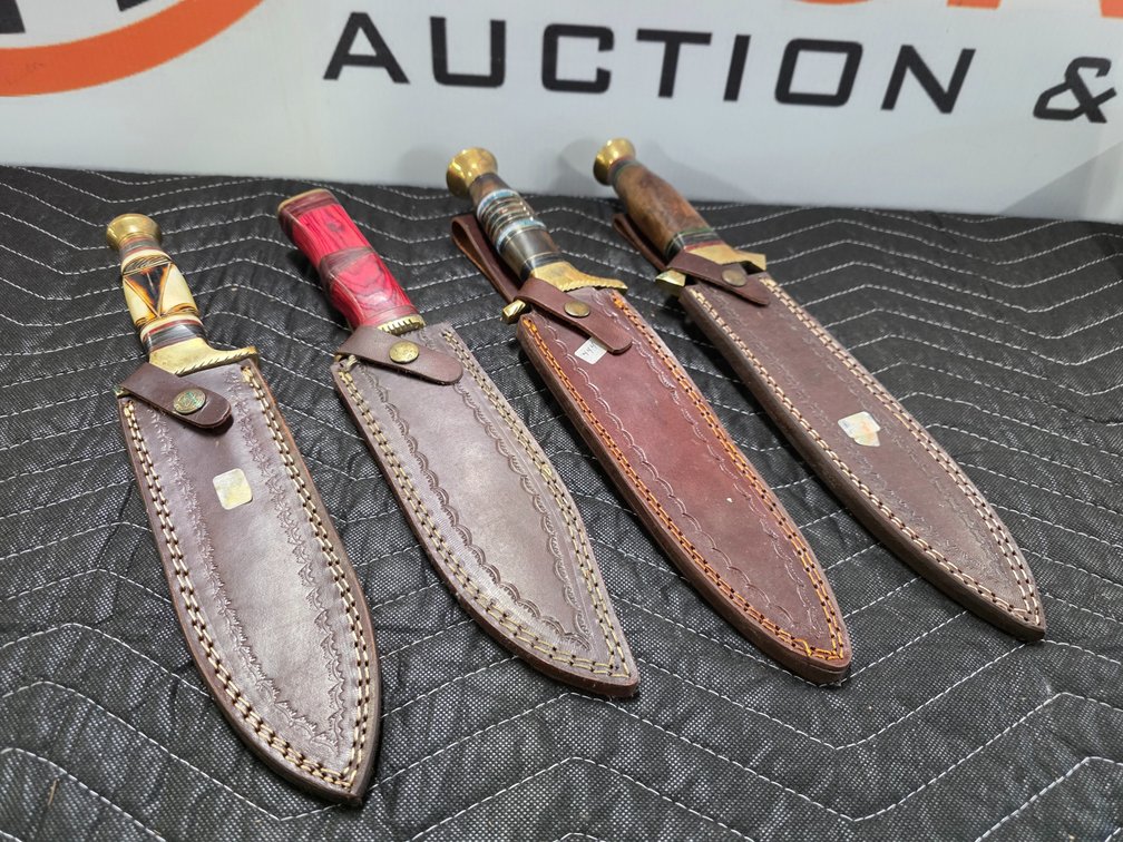 (4) Knives w/ Leather Sheaths