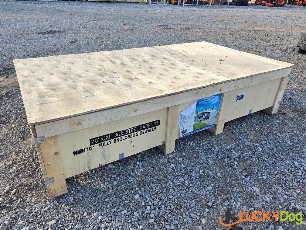 Unused SDLANCH 20' x 30' All-Steel Carport w/ Enclosed Sidewalls - Box Measures 86" x 47" x 20"