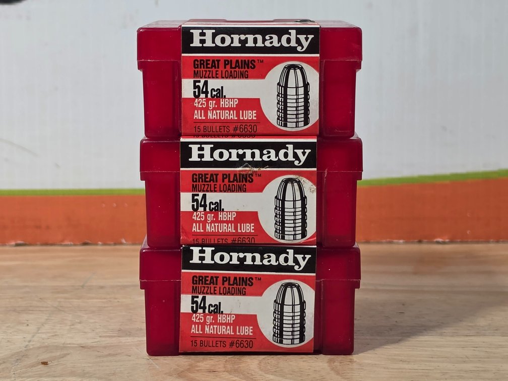 Hornady Great Plains Muzzleloading 54 Cal 425 Gr HBHP (3) Boxes of 15